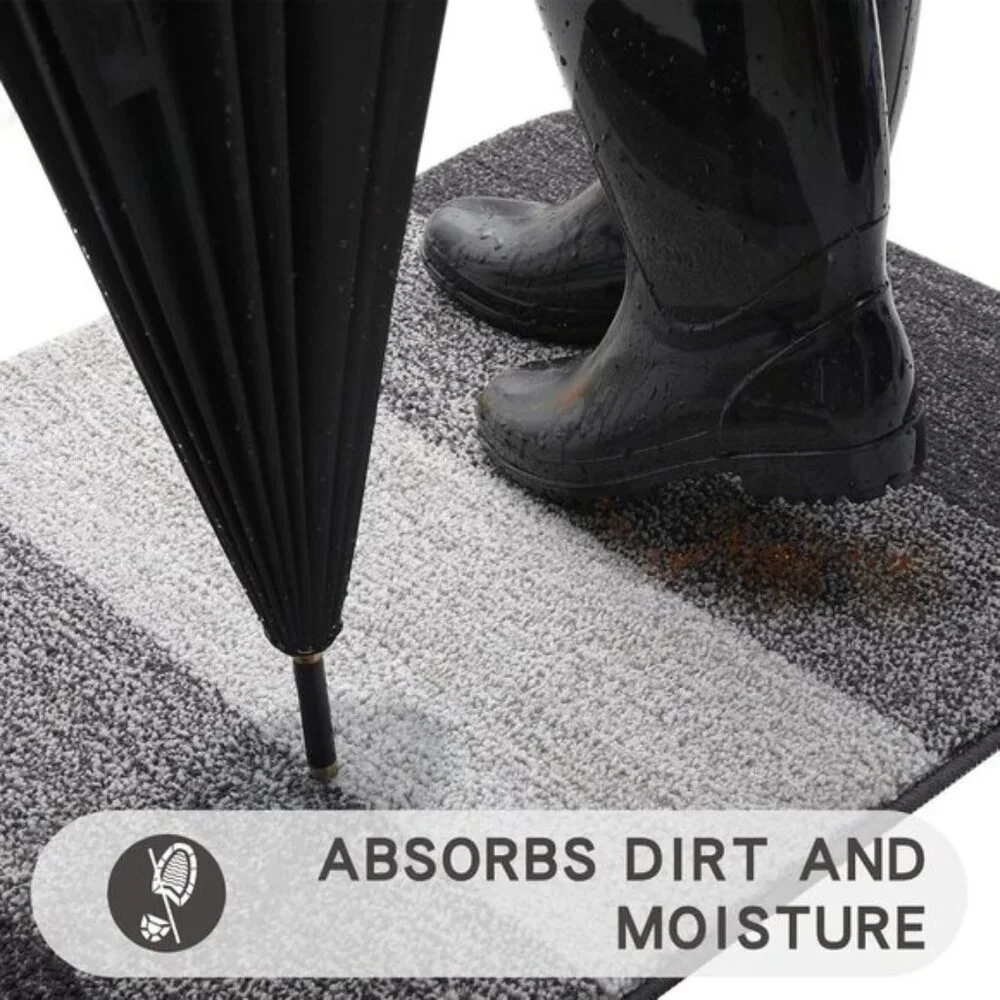 New 32x20 Grey Indoor Door Mat, Non Slip Absorbent Washable Rug for Floor Decor